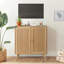 Buffet en rotin, armoire de rangement en bois avec portes Boho