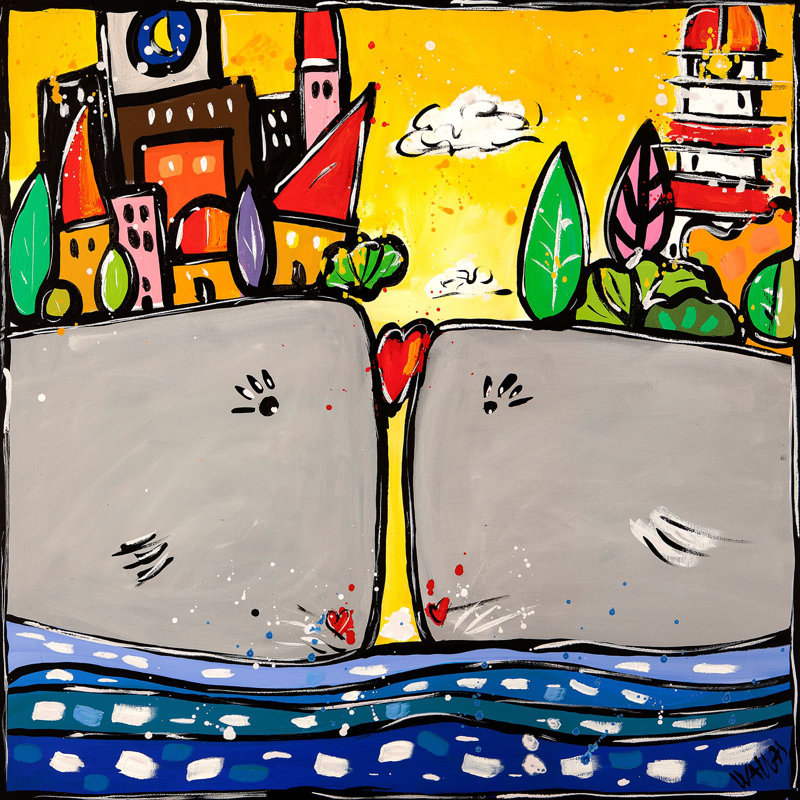 1WA6234 Colourful Art: It Is A Great Love by Wallas - Wrapped Canvas Print, 70cm H x 70cm W  x 4cm D