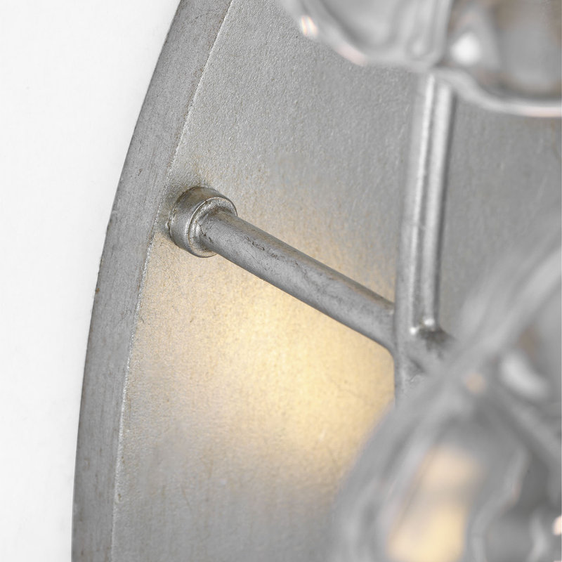 Julie Neill Gianna 21" Layered Sconce with Clear Glass, Burnished Silver Leaf, Clear