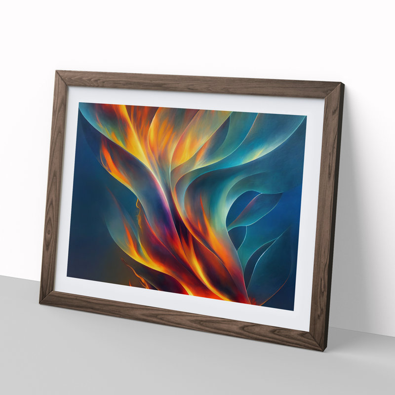 Revered Modern - Single Picture Frame Painting, 46cm H x 64cm W x 2cm D, Walnut Framed