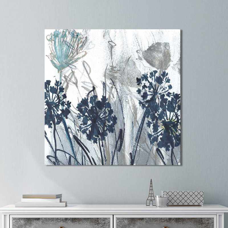« indigo field 1 », reproduction de peinture à l’acrylique sur toile, H 18" x l 18" x P 1"