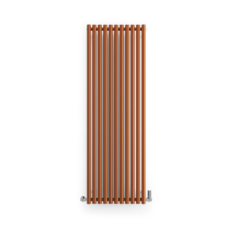 Rolo Room Cylindrical Bar Reversible Designer Radiator, 1800mm H x 370mm W x 96mm D, Copper