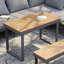 4-Pieces Modular Garden Sofa Outdoor Acacia Sectional Sofa Set with Cushion and Side Table