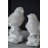 Set of 2 Gray Cement Songbird Figurines on Faux Rock Bases, 6” Tall Traditional Sparrow Sculptures for Indoor or Outdoor Display