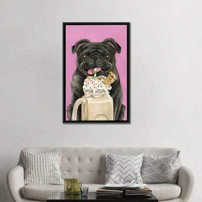 Brain Freeze with Black Pug by Tracy Lizotte - Painting Print