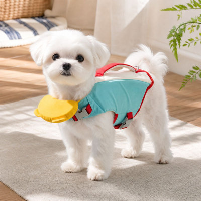 Polyester Pe t A ccessories Cute  Shape Dog  Jacket Adjustable Pet Flotation  With Rescue Handle Puppy Safety Swim  Dog Lifesaver For Swimming Pool Beach Boating Water Acti