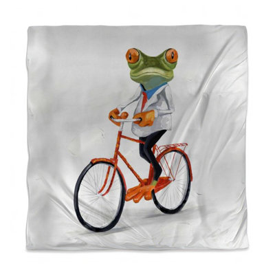 Funny Frog Bike Ride Duvet Cover | Animal Hobbies Home Decor