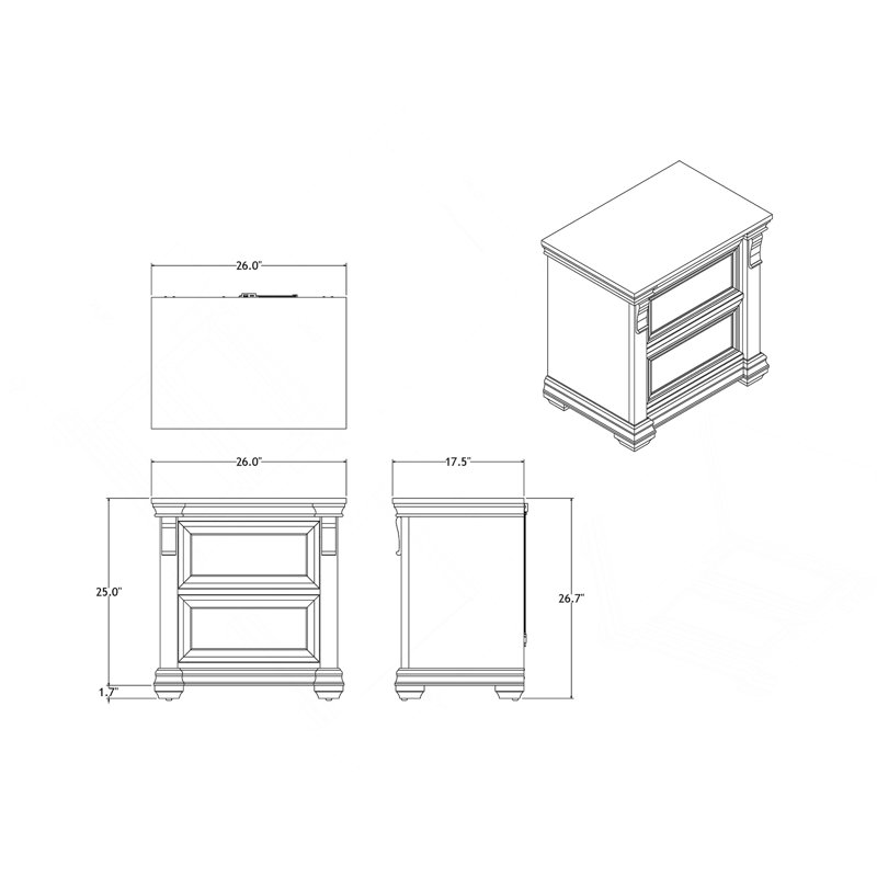 Grey Nightstand, Gray
