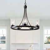 Duran 5 - Light Candle Style Wagon Wheel Chandelier