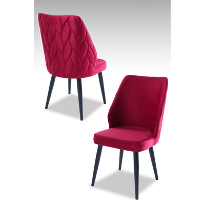 Ensemble de chaises modernes rouge et noir Modern Claret (2 pièces) | 100% panneau de particules enduit de mélamine, 0,7 po d'épaisseur | 20,5 po x 35,4 po x 16,9 po | Tissu 100% polyester, pieds en métal | Élégant et confortable pour la salle à manger ou le bureau personnel