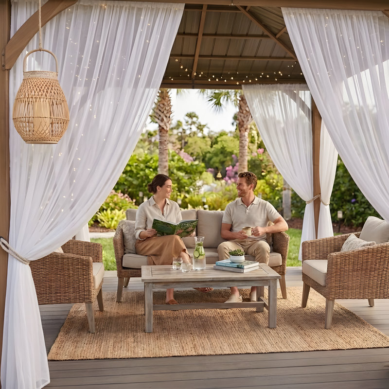 2 Panels Outdoor Mosquito Curtains for Patio Waterproof, Rod Pocket Airy Mesh Net Sheer Curtains Tulle Outdoor Drapes with DIY Adjustable Length for Backdrop