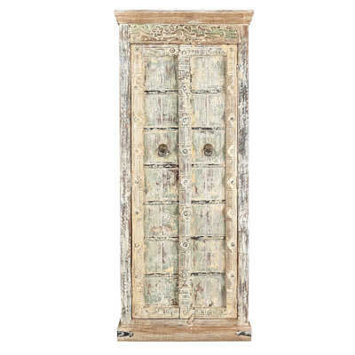 82 in. Tall Distressed White Antique Door Upcycled Solid Wood Armoire -  Far Pavilions, TG-70-039