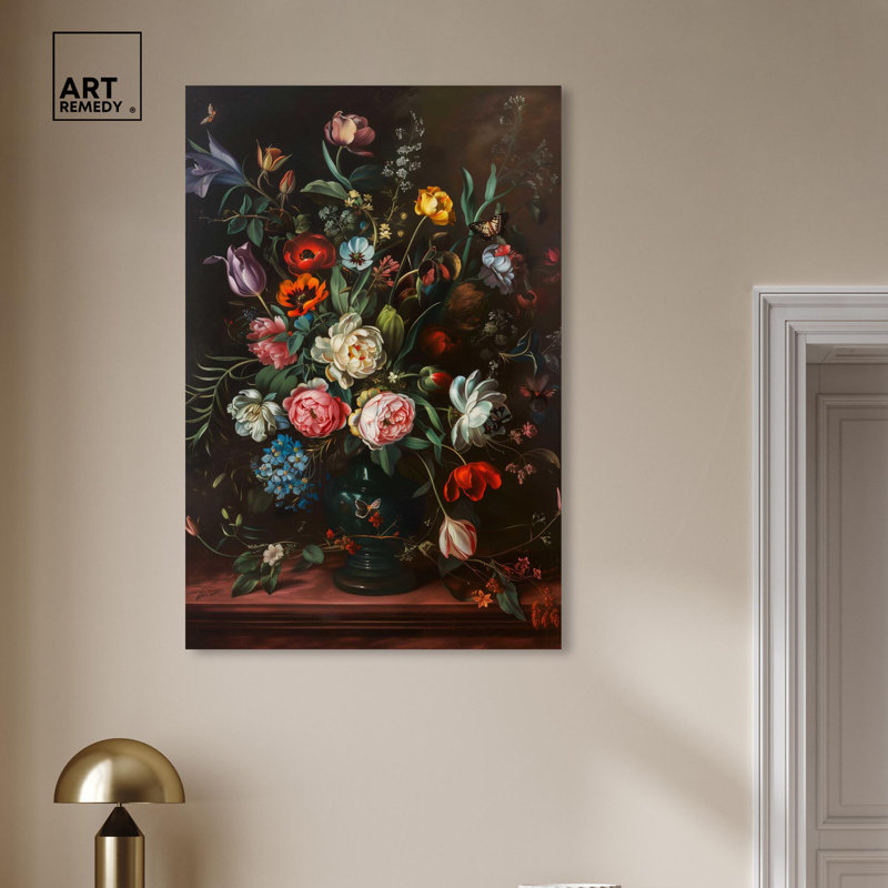 Art mural romantique sur toile, vase romantique, Toile tendue, H 45 po x l 30 po