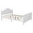 Full Size Bed For Kids, Wood Full Platform Bed with Headboard, Footboard, and Safety Guardrails, White-1709480354-1709480365