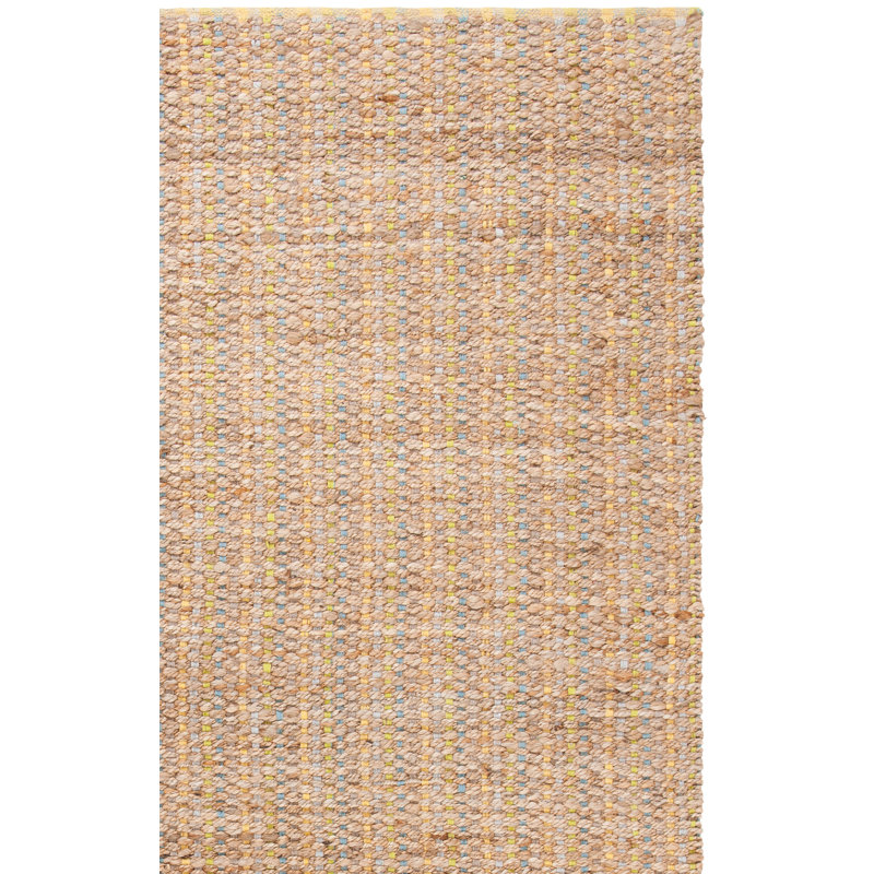 Arria Hand Woven Jute/Cotton Solid Color Rug in Tan/Yellow, Rectangle 9' x 12'
