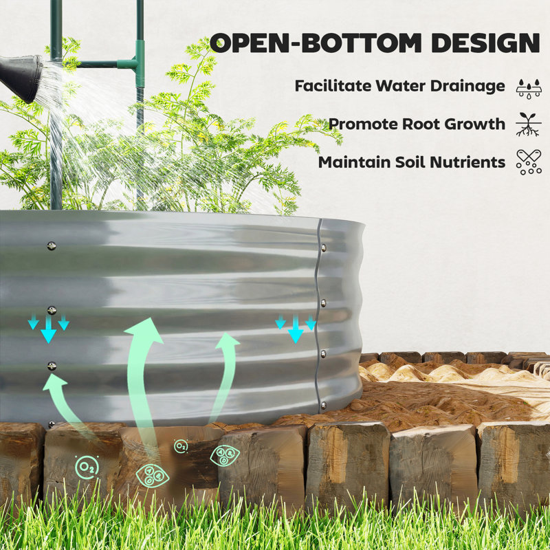 Lit de jardin surélevé galvanisé 5 x 3 x 6 pi avec treillis, argent