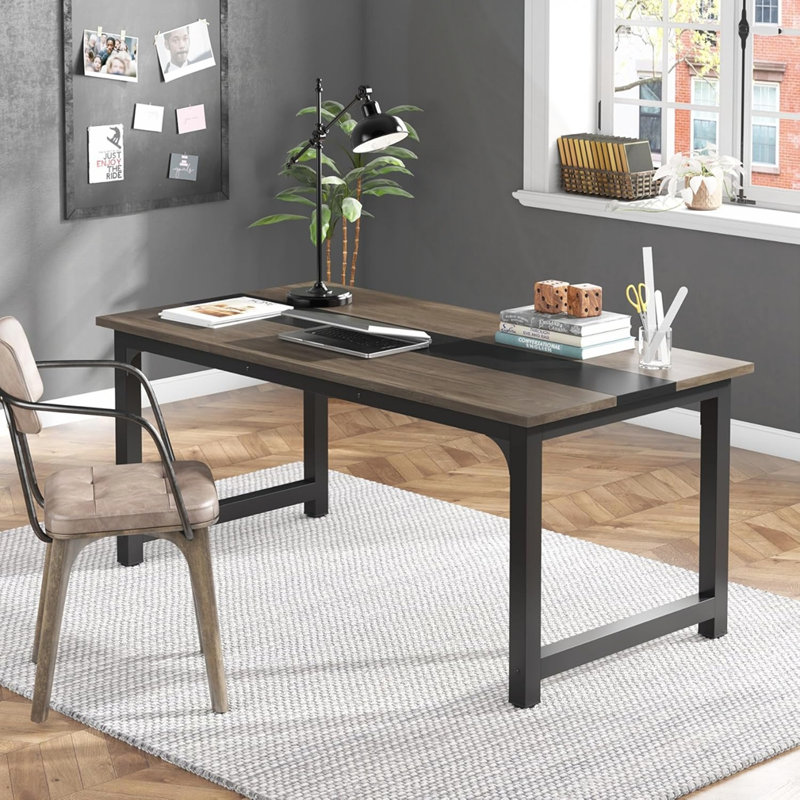 Grand bureau d'ordinateur 63 "moderne, Gris