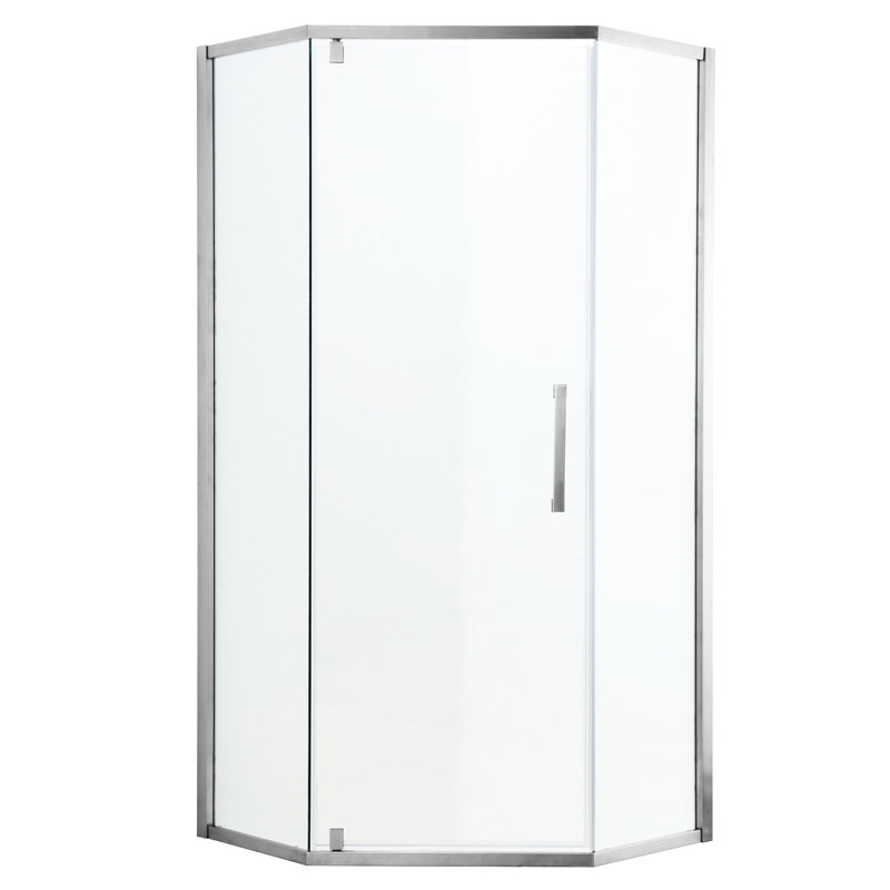 Porte de douche en verre trempé, 34-1 / 8 "x 72", demi-angle, douche de salle de bain, accessoire, Chrome chrome
