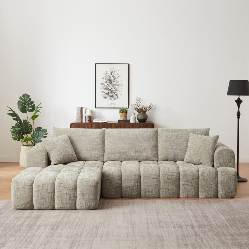 Canapé modulaire surdimensionné en L Chenille, design minimaliste, canapé-lit confortable pour les salons, les appartements et les espaces de réception