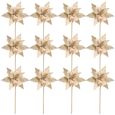 Glitter Poinsettia Spray, 20 Inches