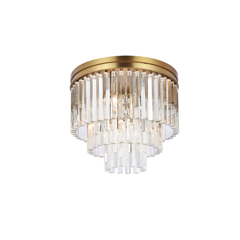 Maxfield Round Crystal Maxfield in Satin Gold, 16" H x 20" W x 20" D, 9 Lights