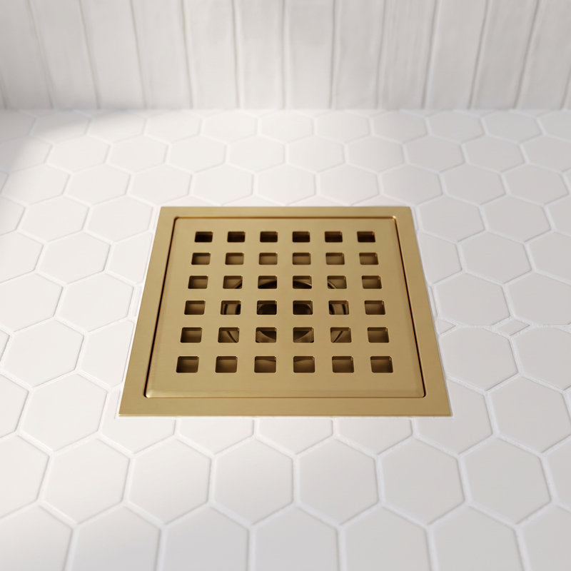 VIGO Elan Square Shower Drain, Matte Brushed Gold