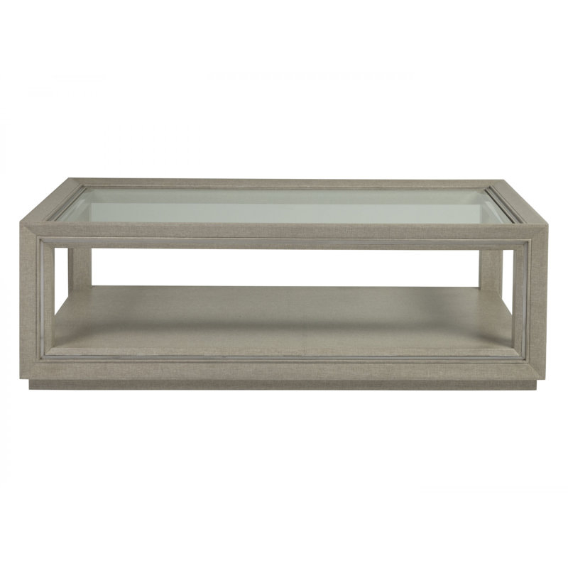 Zeitgeist 54'' Gray Linen and Stainless Steel Rectangular Cocktail Table