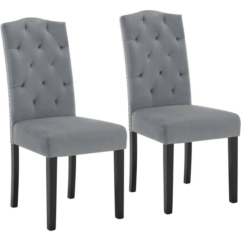 Norge 49cm H Velvet Upholstered Parsons Chair, Light Grey Velvet