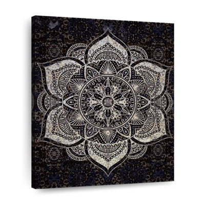 Impression sur toile noir et blanc Mandala