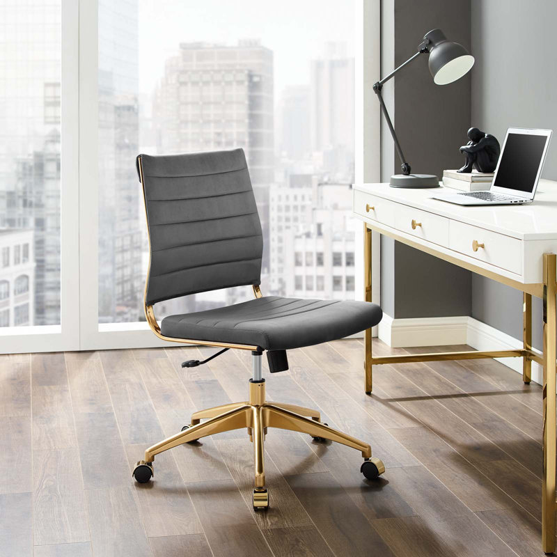 Chaise de bureau en velours Jive, gris
