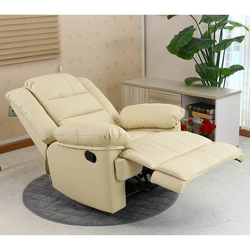 Manual Leather Match Manual Recliner, Cream
