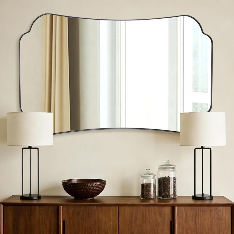 Miroir de salle de bain Contemporary, Noir mat, 48" x 30"