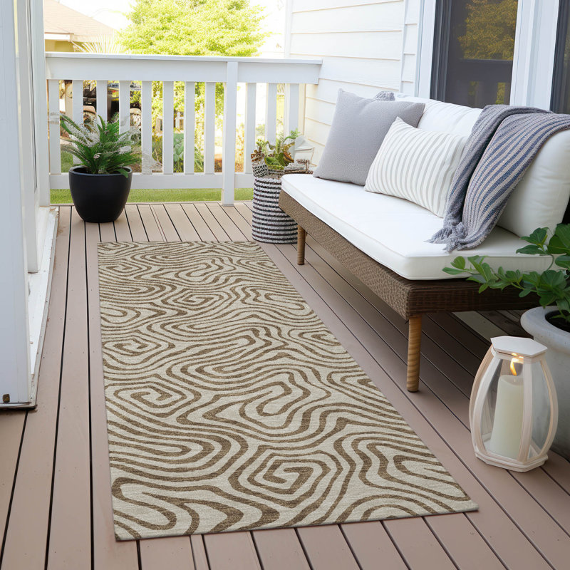  Machine Washable Indoor/Outdoor Chayden ACN1031 Brown Rug, Runner 2'3" x 7'6"
