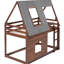 Lit superposé simple en bois avec forme de maison - Chêne et gris fumé, toit, 2 fenêtres stables pour la chambre à coucher