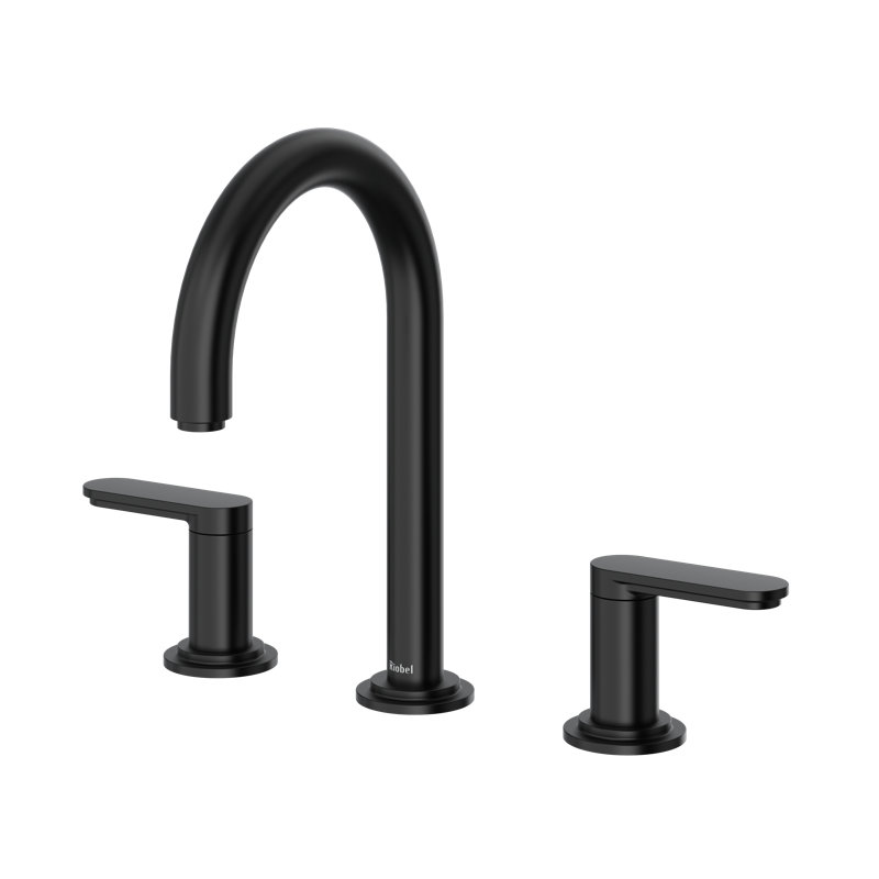 Robinet de lavabo à large entraxe avec bec en C Arca, Nickel poli