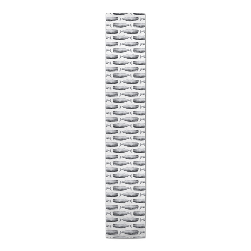 Mckinley Whales Table Runner, Gray, 90" L x 16" W, Eller Geometric