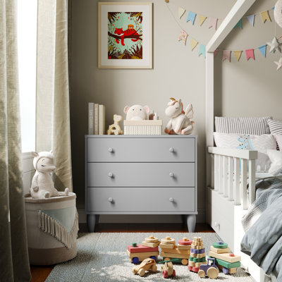 Aurey 3 Drawer Kids Dresser With Engineered Wood Frame And Tapered Wooden Legs by Isabelle & Max