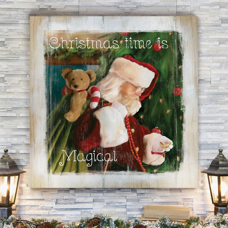 «Time for Santa», peinture, H 16 po x l 16 po x P 1 po, Toile tendue