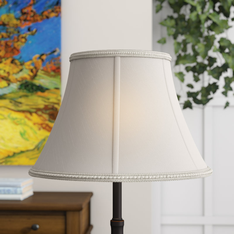 Abat-jour cloche en soie / shantung (araignée), Crème, H 10 po x l 16 po x P 16 po