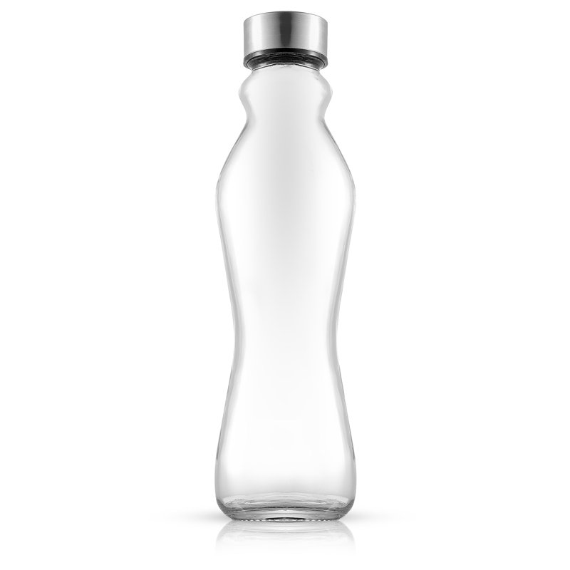 Spring Clear Glass Water Bottles with Stainless Steel Caps - Set of 6