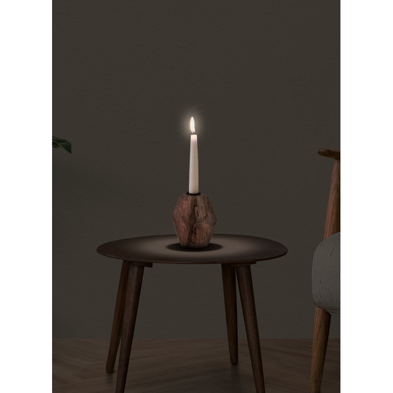 Wood Tabletop Candlestick, 6" H x 4.5" W x 4.5" D