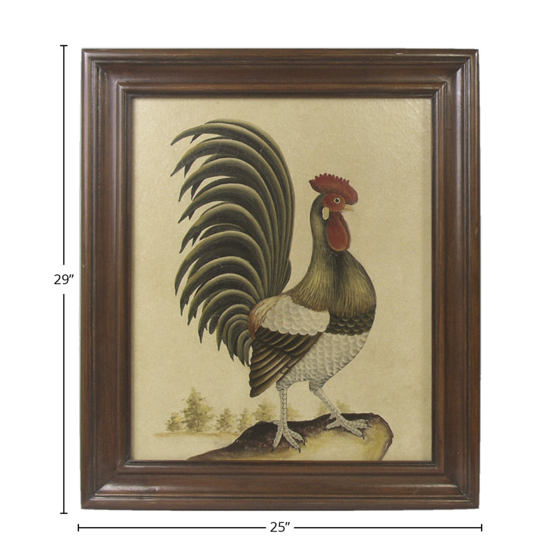 Reproduction de coq, peinture encadrée