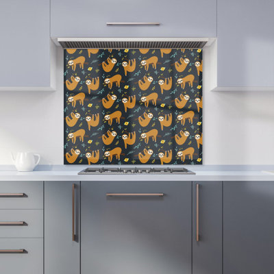 Cute Sloths Premium Glass Kitchen Splashback W600mm x H750mm