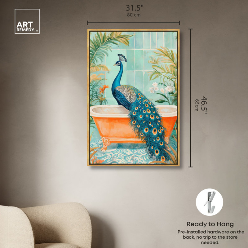 Toile de salle de bain élégante, H 46 po x l 31 po, Cadre doré