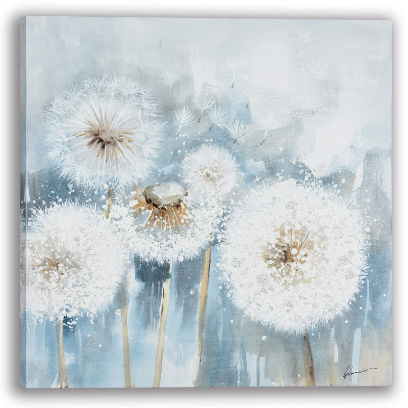 Dandelion Dreams - Tranquil Aquarelle, art mural sur toile, H 30 po x l 30 po
