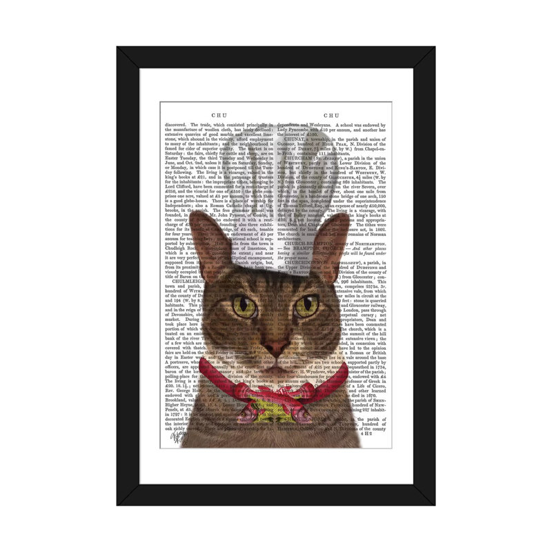 « chat chef i », impression sur toile, Papier d'art encadré noir, H 24 po x l 16 po x P 1 po, Blanc