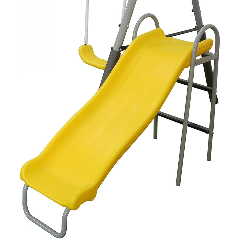 Titan Outdoor Playground Swing Set with Yellow Slide and Steel Frame