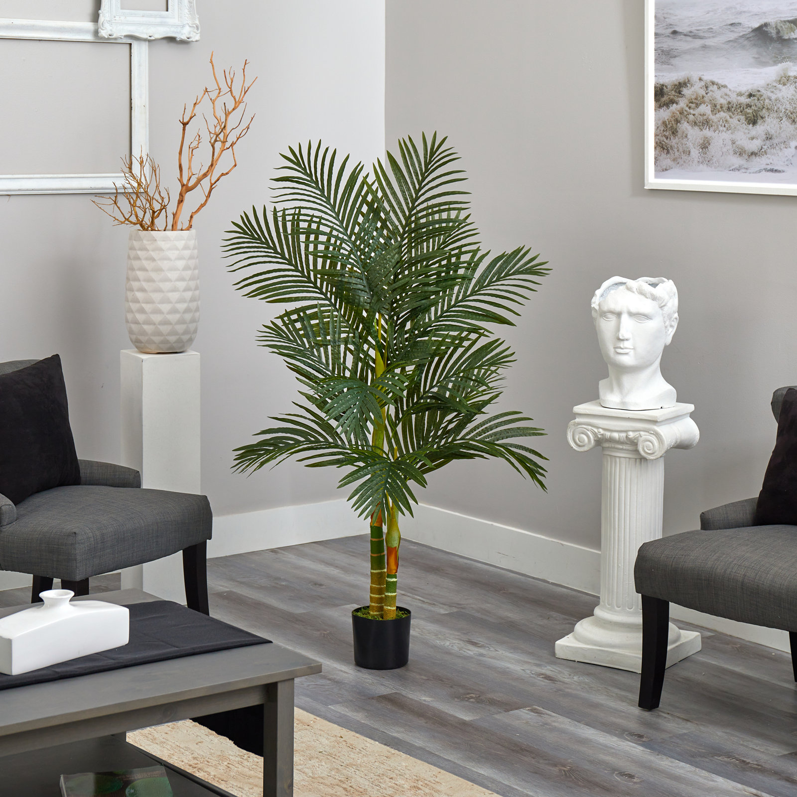 Palm Tree in Planter, 60" H x 24" W x 24" D
