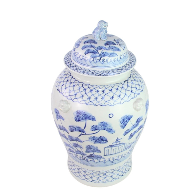 Handmade Porcelain China Jar, Blue
