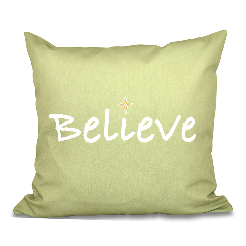 A Way With Words Embroidered Reversible Throw Pillow, 20" H x 20" W, Green